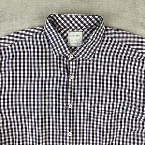 Billy Reid Tuscumbia Shirt Men XL White Blue Purple Check Linen Blend NWOT $228